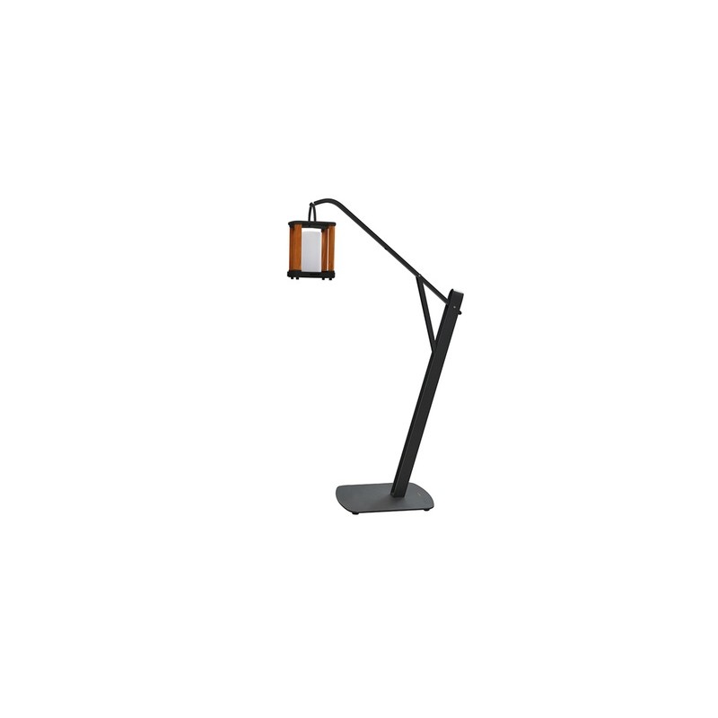 SET LÁMPARA SOLAR AURORA (42.5×23×23cm) DE INTERIOR/EXTERIOR CON BASE NEGRA Y MADERA DE TECA | www.outdoor.mchomes.mx