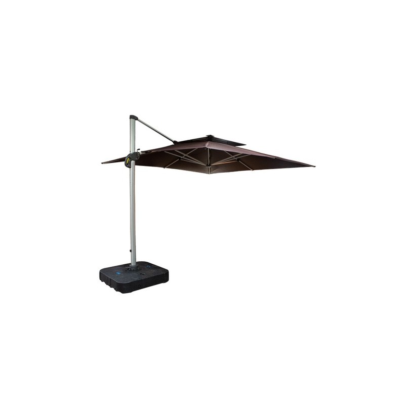 SOMBRILLA PARA JARDÍN DOBLE TECHO CON BASE E ILUMINACIÓN COLOR CAFÉ | www.outdoor.mchomes.mx