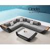 SET SALA ESQUINERA ONDA PARA JARDÍN CON MESA DE CENTRO Y CUBIERTA SUNBRELLA, DISEÑADO POR PININFARINA (5 PZS, NEGRO) | www.outdo