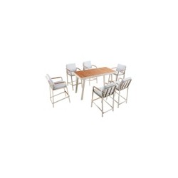 SET MESA DE BAR NOFI PARA JARDÍN CON 6 SILLAS (COLOR BEIGE) | www.outdoor.mchomes.mx