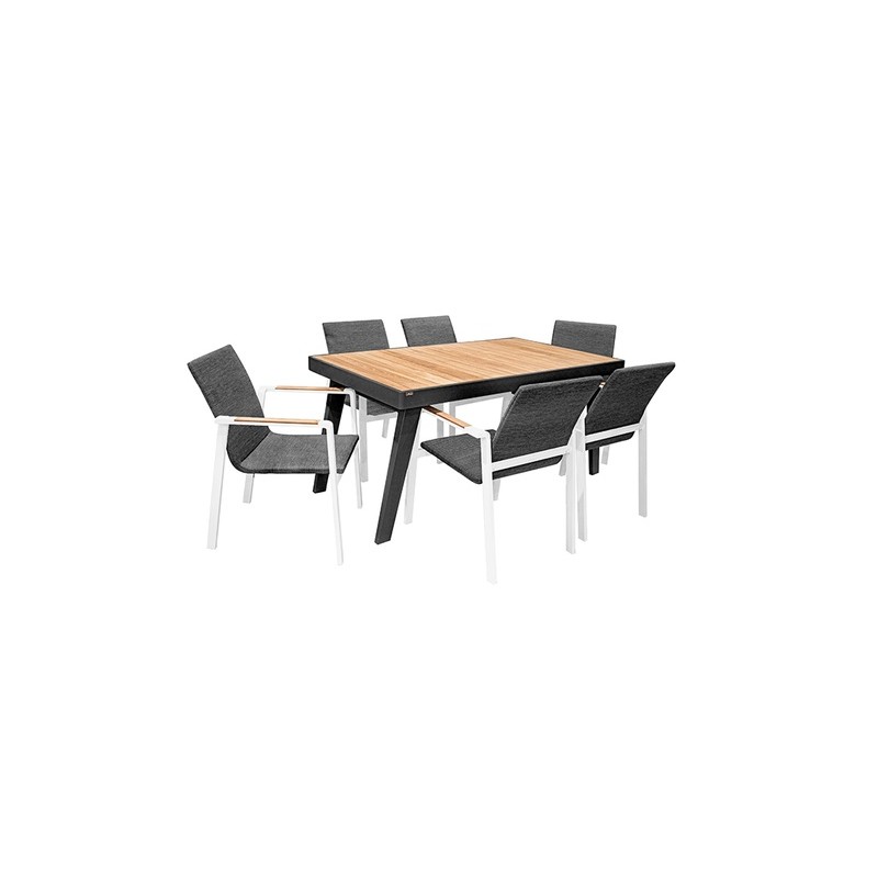 Set mesa Emoti para jardín con 6 sillas Nofi Champagne | MCHomes