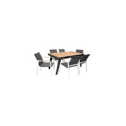 Set mesa Emoti para jardín con 6 sillas Nofi Champagne | MCHomes