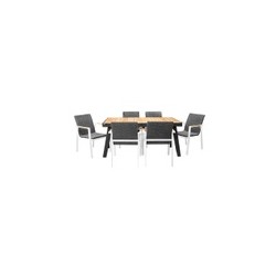 Set mesa Emoti para jardín con 6 sillas Nofi Champagne | MCHomes