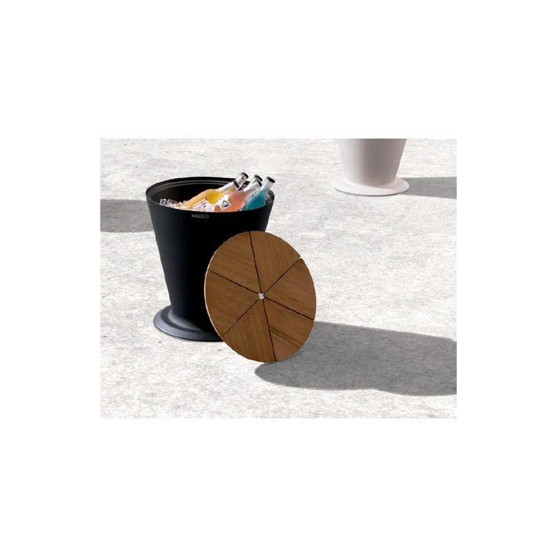 Hielera ICOO negro con tapa de madera Teca | MCHomes